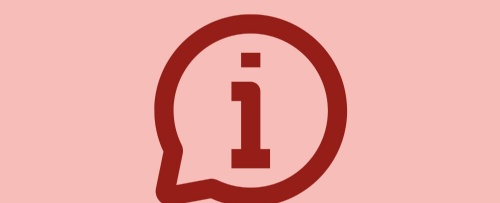 light pink background and burgundy information icon