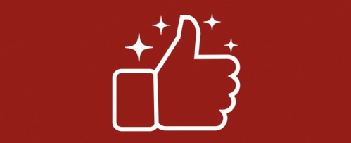white thumbs up vector on a burgundy background