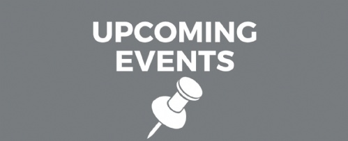 text poster of upcoming events with a thumbtack vector