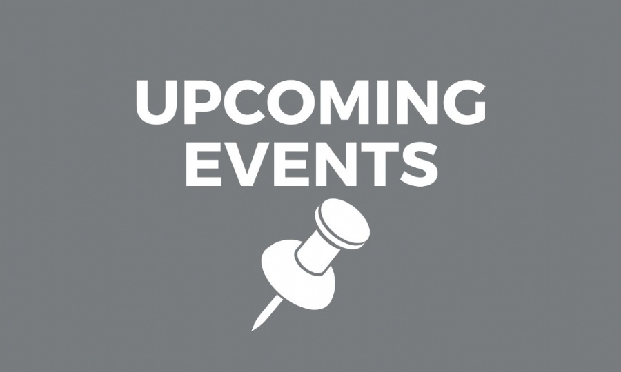 text poster of upcoming events with a thumbtack vector