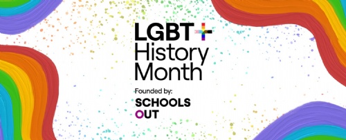 LGBTQ+ History Month Official logo with the rainbow colours